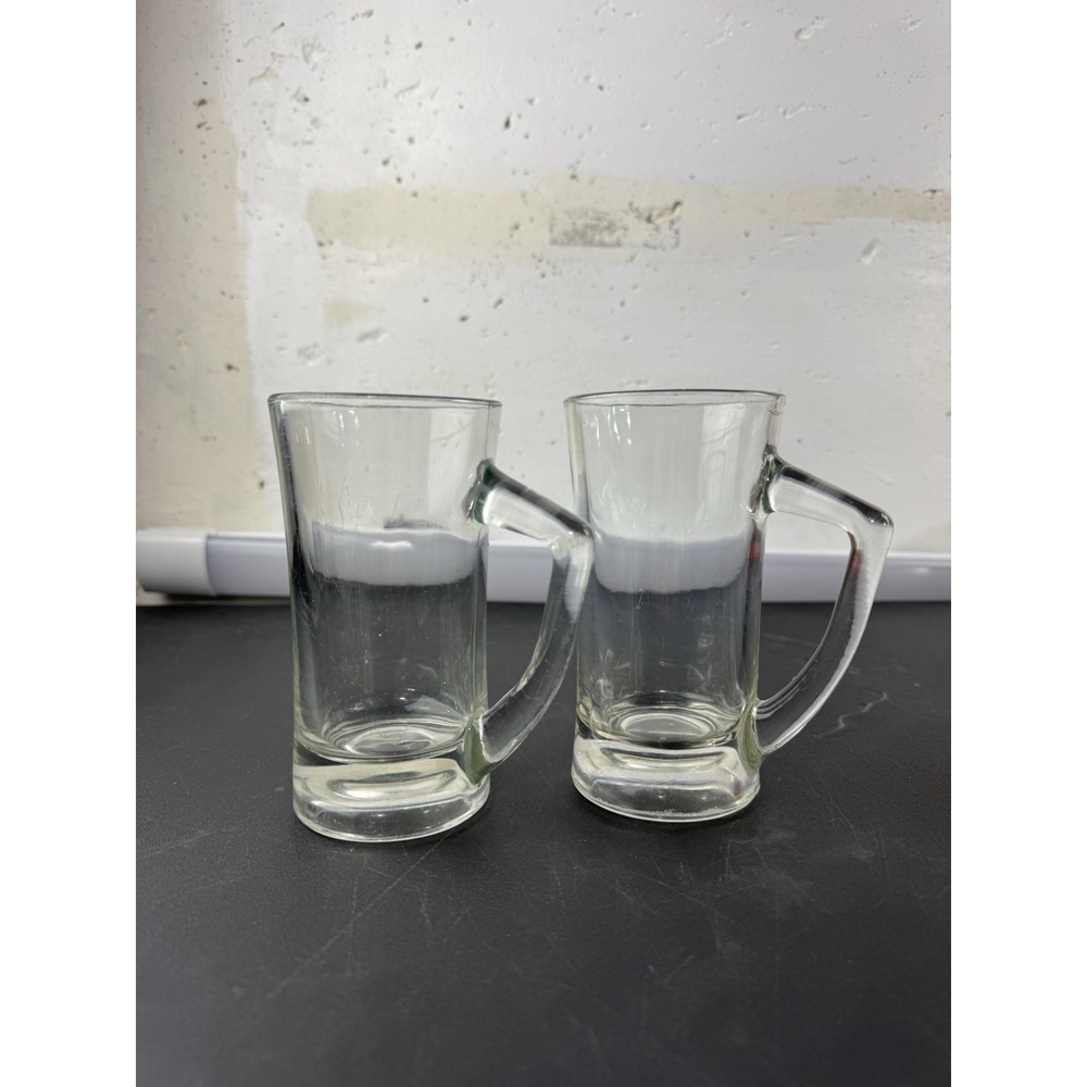 Anchor Hocking Clear Glass Handled Mug Art Deco Beer soda ice cream vintage